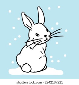 Ilustración vectorial. Hermoso dibujado a mano en la nieve