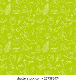 Vector illustration Cute hand drawn sketch line icons seamless pattern