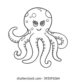 Vector Illustration of a Cute Hand Drawn Octopus
