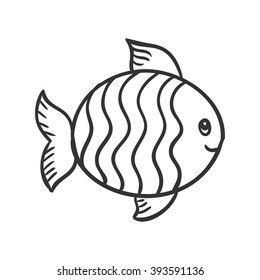 Vector Illustration of a Cute Hand Drawn Fish