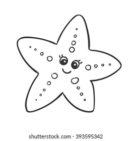 Coloring Book Starfish Fish Cartoon Educational Stock Vector (Royalty ...