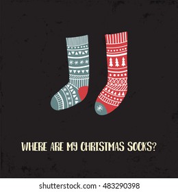 vector illustration of a cute hand drawn socks and funny text