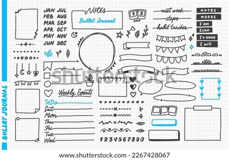 Vector illustration cute hand drawn elements for planner, journal, notepad, paper vector illustration. Isolated on white background