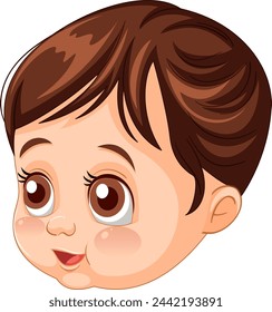 Vector illustration of a cute, happy baby face.