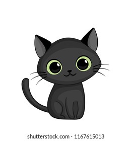 Vector illustration of cute happy black cat