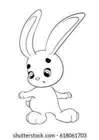 Vector illustration of a cute and happy bunny. cartoon rabbit
