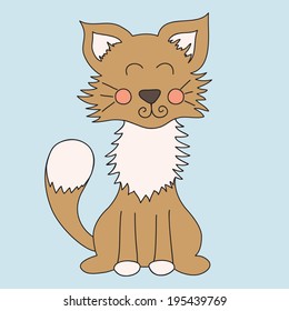 Vector illustration with cute happy cat