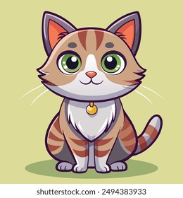 Vector illustration of a cute happy cat that is sitting. 