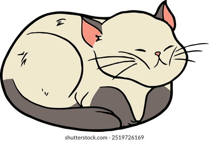 Ilustración vectorial de un lindo gato feliz durmiendo
