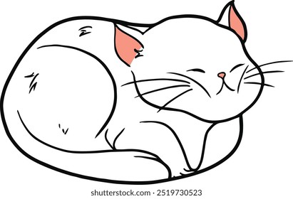 Ilustración vectorial de un lindo gato feliz durmiendo
