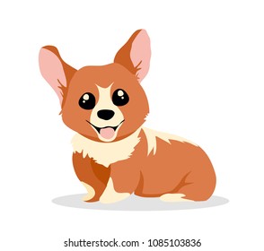 Vector illustration of cute and happy Corgi dog