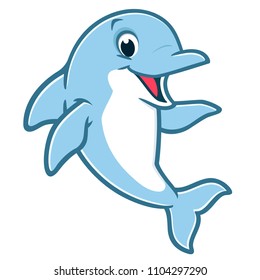 Vector illustration of a cute happy dolphin for design element