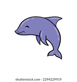Vector illustration of a cute happy dolphin for design element