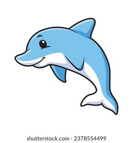 Vector illustration of a cute happy dolphin 