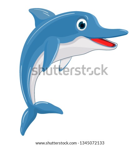 Vector illustration of a cute happy dolphin for design element