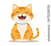 Vector illustration of a cute happy ginger cat that is sitting. transparent background