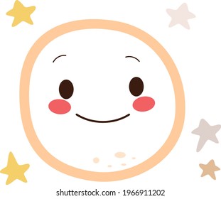 Vector illustration of cute happy moon character smiling