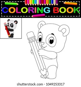 vector illustration of cute happy panda coloring book