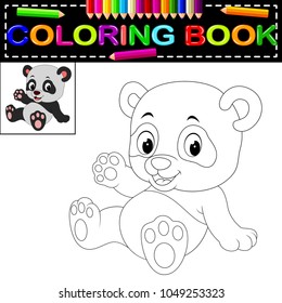 vector illustration of cute happy panda coloring book