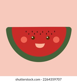 Vektorgrafik eines süßen, glücklichen Wassermelonensteins