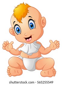 Vector illustration of Cute happy smiling little baby boy