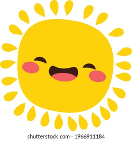 Vector illustration of cute happy sun character laughing