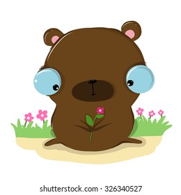 vector illustration of cute happy-Bear  cartoon  drawing style