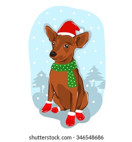 vector illustration of cute happy-chris-mas-miniature drawing style svg
