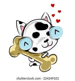 vector illustration of cute happy-dog cartoon drawing style