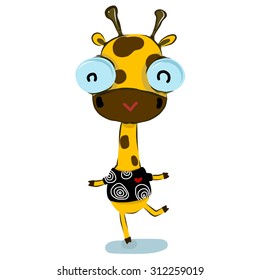 vector illustration of cute happy-giraffe   cartoon  drawing style