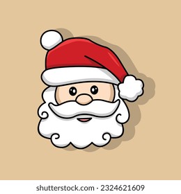 vector  Illustration of a cute head Santa Claus Christmas,  perfect for sticker Christmas theme character