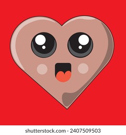 Vector illustration of a cute heart with big eyes. Illustration of hearts in kawaii style. Cute, heart, eyes, kawaii, love, valentine, in love. Romantic illustration for all the holidays of love.