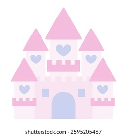 Vector illustration of a cute heart castle. Fairy tale, fancy