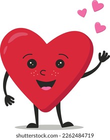 Vector illustration cute heart and face sending hearts  A conceptual character in love for Valentine's Day 