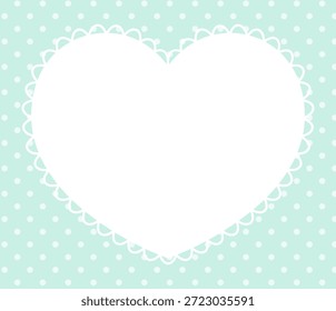 Ilustração vetorial de um quadro de laço de coração bonito. Polka padrão de pontos, pontos, adorável
