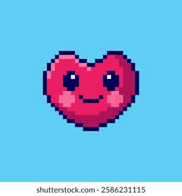 Vector Illustration of Cute Heart with Pixel Art Design, perfect for game assets themed designs