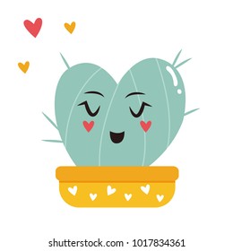 Vector illustration of cute heart-cactus 