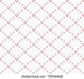 Vector Illustration with cute hearts. Hand drawn seamless pattern.