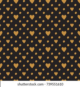 Vector Illustration with cute hearts. Hand drawn seamless pattern.