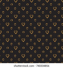 Vector Illustration with cute hearts. Hand drawn seamless pattern.