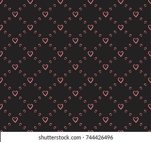 Vector Illustration with cute hearts. Hand drawn seamless pattern.