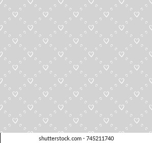 Vector Illustration with cute hearts. Hand drawn seamless pattern.