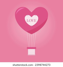 Vector illustration of a cute heart-shaped balloon. Postcard declaration of love.