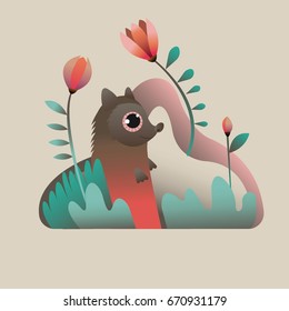 Vector illustration with cute hedgehog 