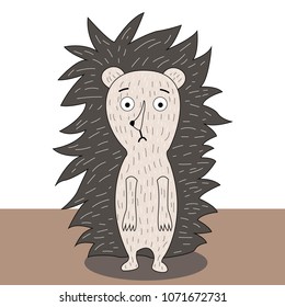 Vector illustration of cute hedgehog isolated on transparent background.