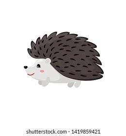 Vector illustration of cute hedgehog isolated on white background