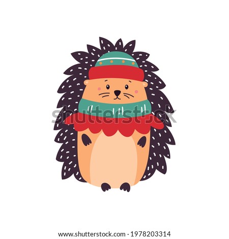 Vector illustration of a cute hedgehog isolated on white background.
