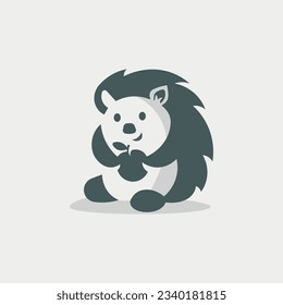Vector illustration of cute hedgehog logo