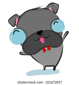 vector illustration of cute hello-bulldog cartoon  drawing style