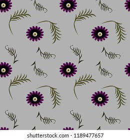 Vector illustration with with cute helloween lfower. Seamless pattern.